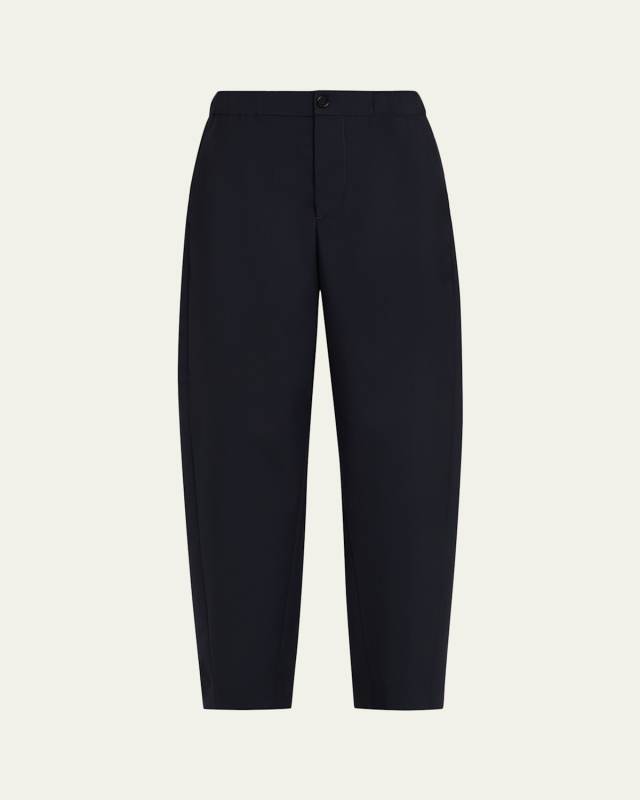Elastic Waistband Straight-Leg Trousers